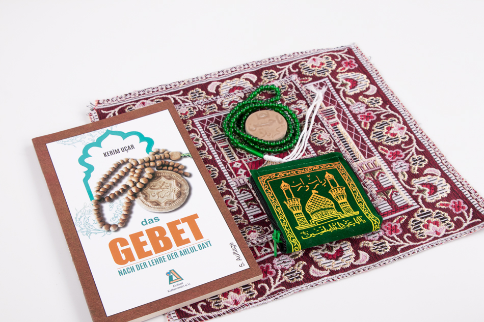 Bundel Das Gebet Nach der Lehre der Ahlul Bayt + mini Gebetsteppich + Turba + Gebetskette