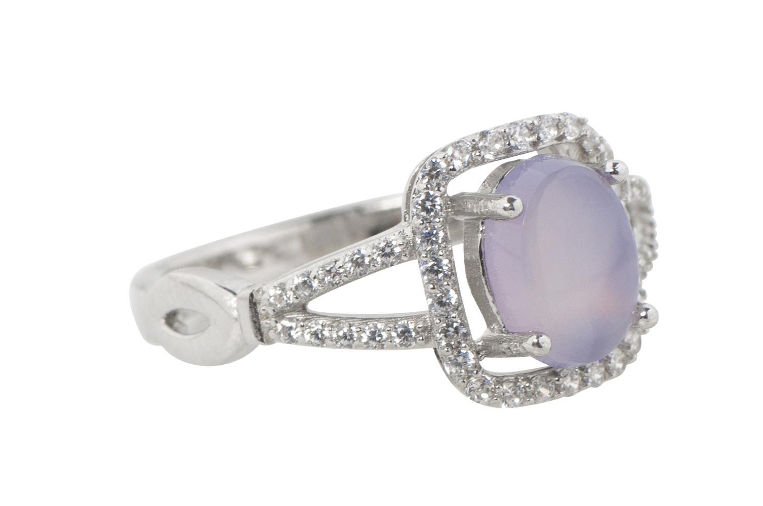Damenring aus Silber mit  Amethyst-Stein- Aghigh Lila