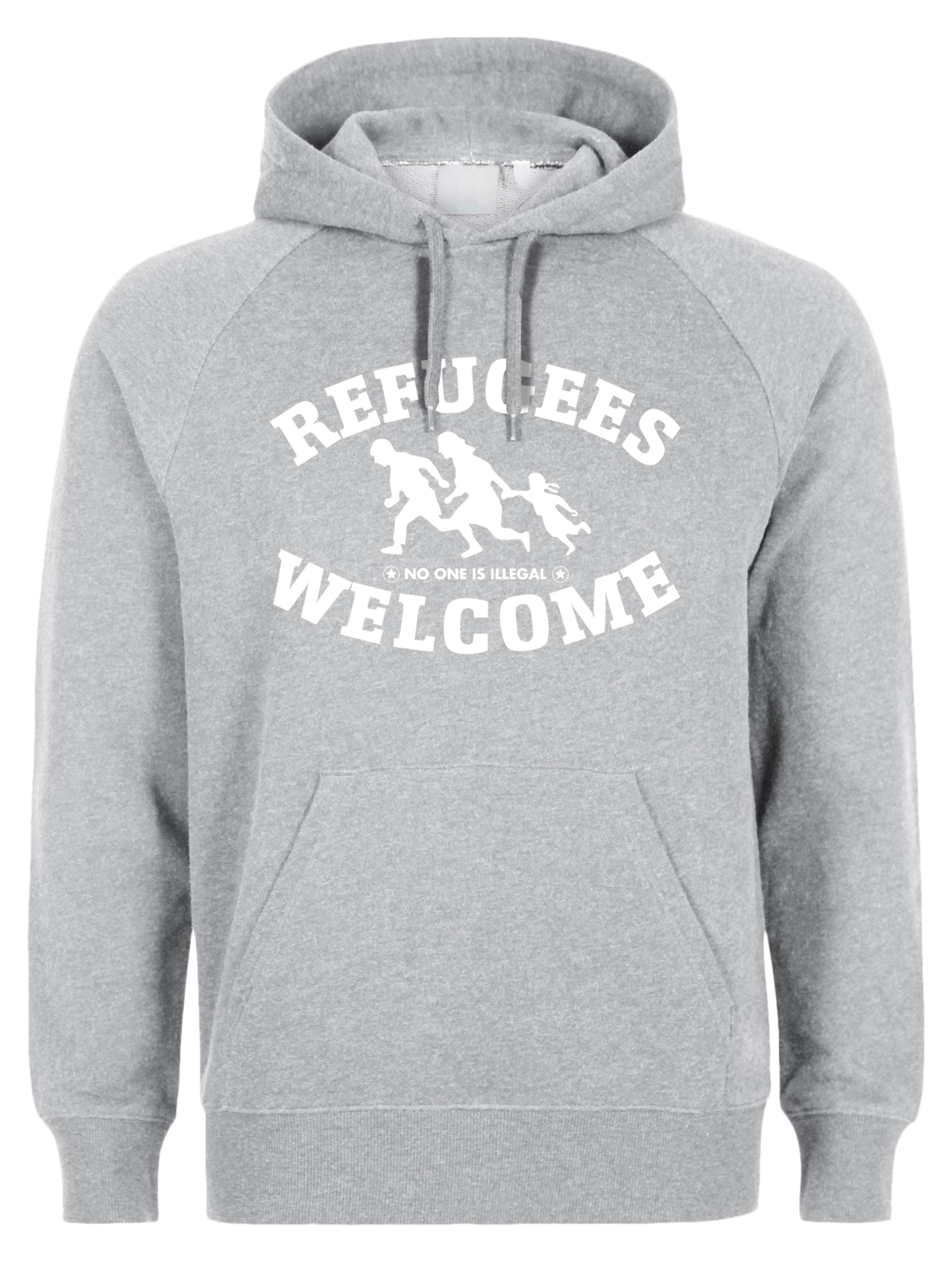  Refugees welcome Hoody Grau mit weißer Aufschrift - No one is illegal 