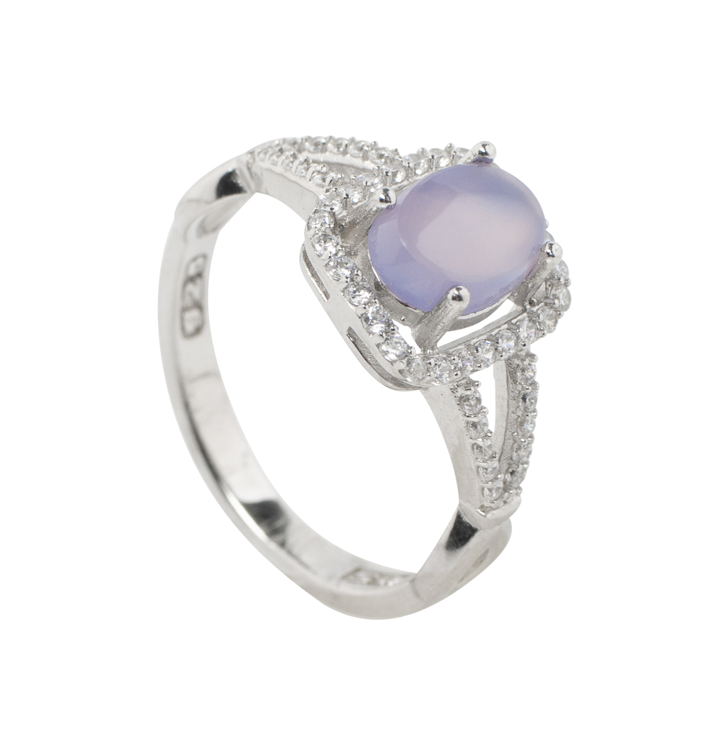 Damenring aus Silber mit  Amethyst-Stein- Aghigh Lila