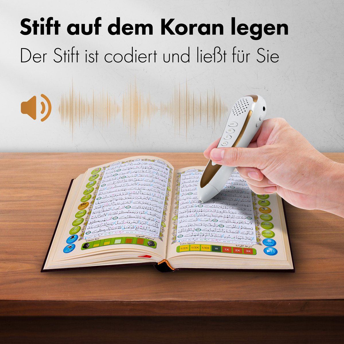 Koran-Lesestift Set: Perfektes Geschenk für Ramadan, Multilingual, inkl. Bücher & Akku - 8 GB Editio