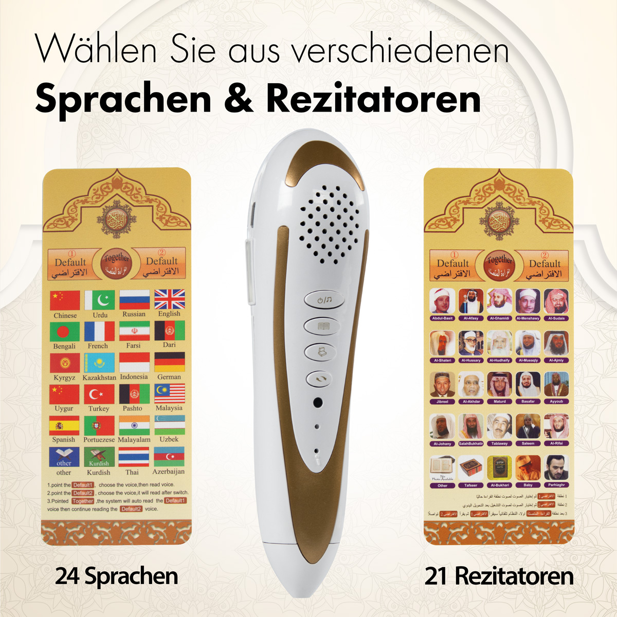 Koran-Lesestift Set: Perfektes Geschenk für Ramadan, Multilingual, inkl. Bücher & Akku - 8 GB Editio