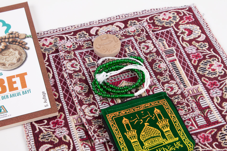 Bundel Das Gebet Nach der Lehre der Ahlul Bayt + mini Gebetsteppich + Turba + Gebetskette