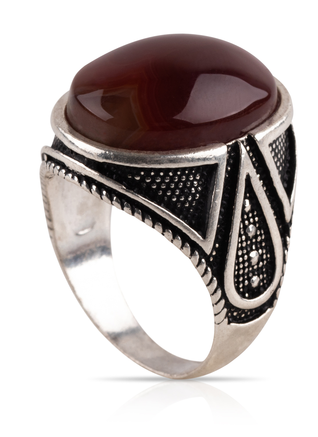 Herren Aqiq Braun - Silberring Fassung graviert - RE55