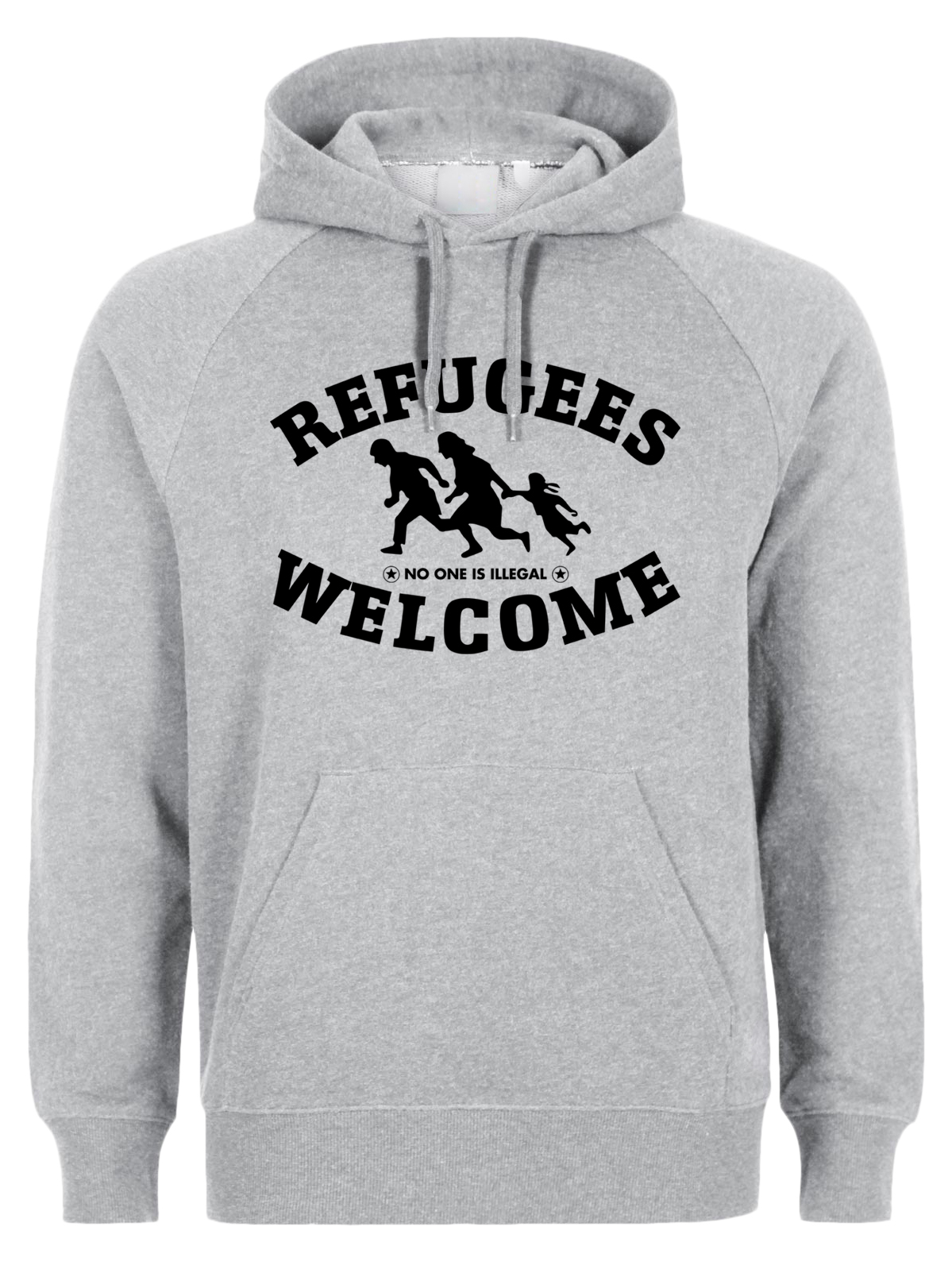  Refugees welcome Hoody Grau mit schwarzer Aufschrift - No one is illegal 