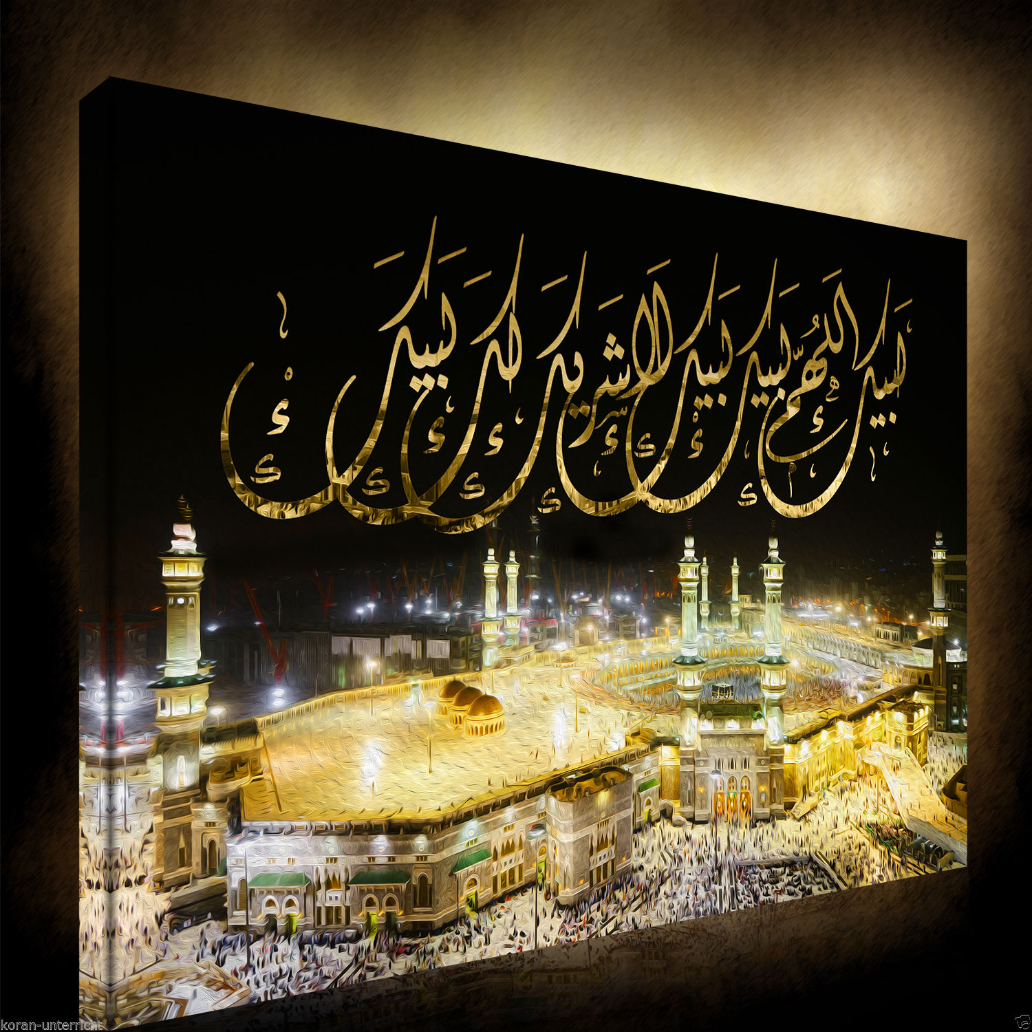 Kaaba mekka  Arabische Schrift Islamische Leinwandbilder Fotoleinwand-"wie neu"-"unbenutzt"