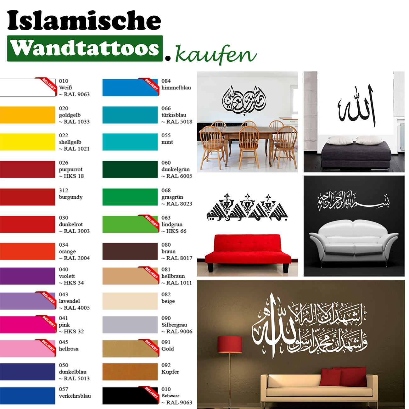 Qibla Gebetsrichtung Wandtattoo Kaaba Mekka