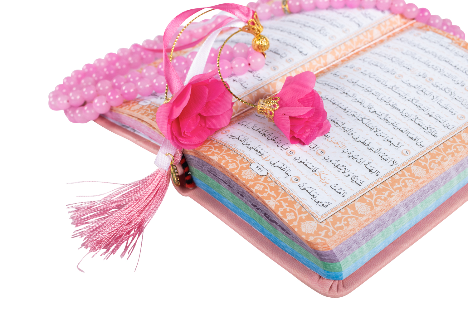 Regenbogen Koran mit eleganter Gebetskette
