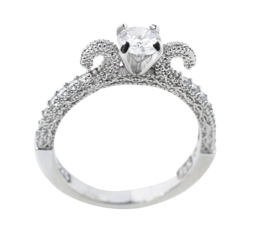 Edle Silber Damen Ring mit Kristall-Stein